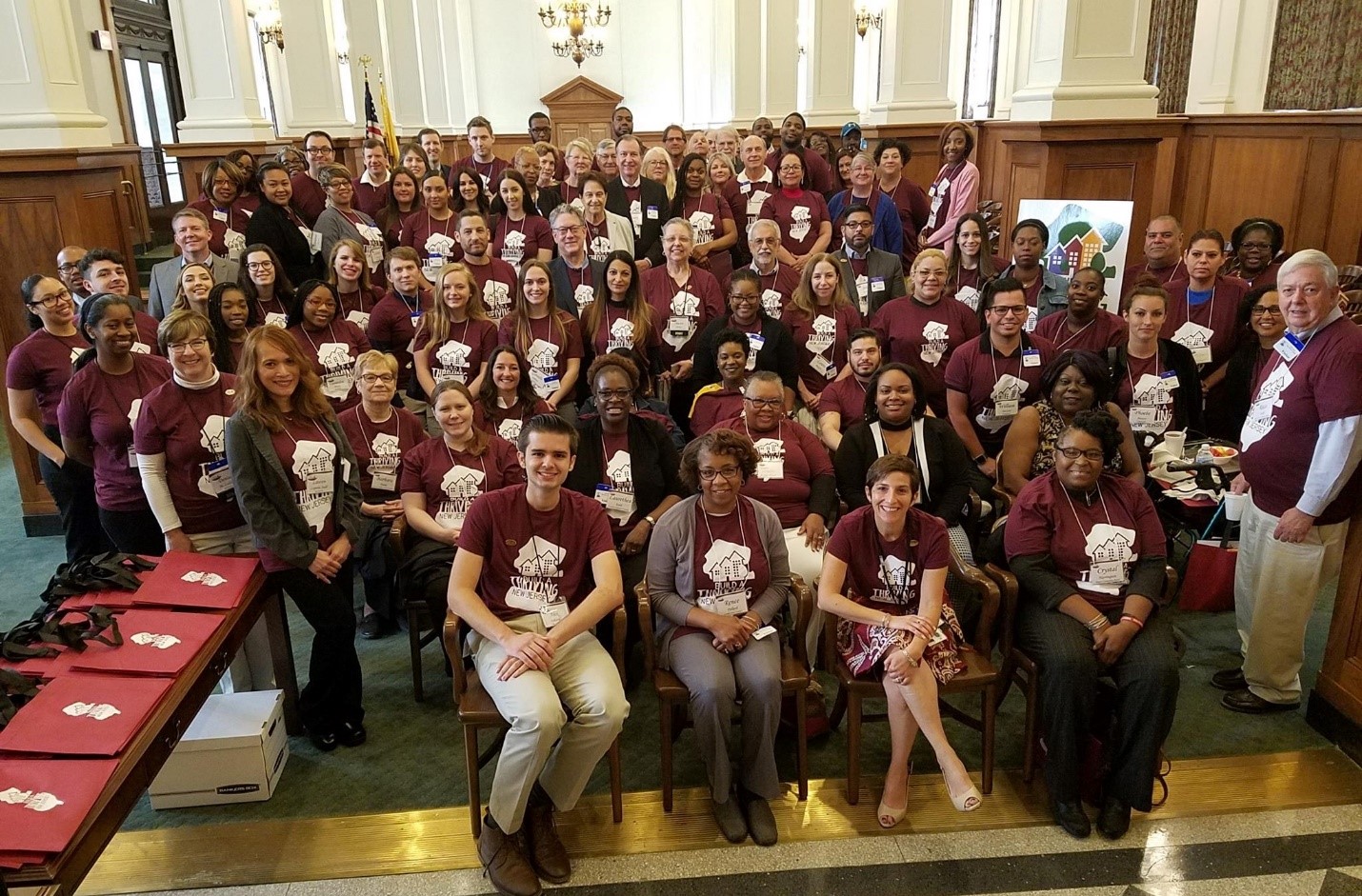 Housing advocates rally at the New Jersey State House for the Affordable Housing Trust Fund at the HCDNNJ Legislative Day