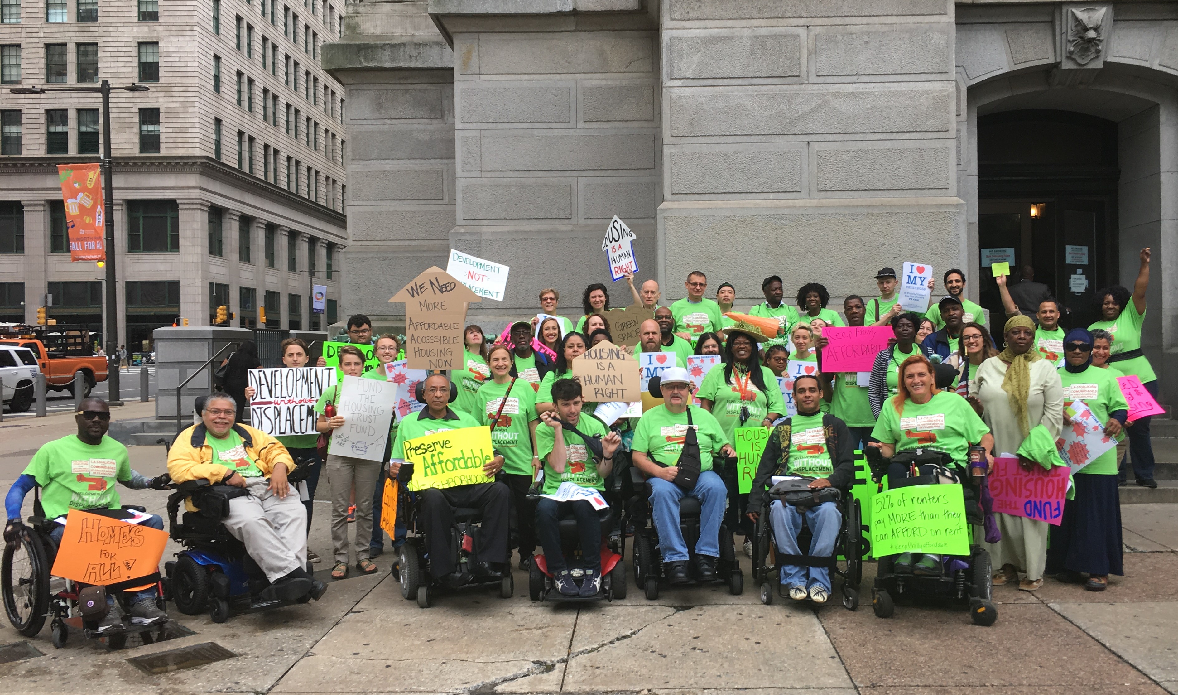Coalition for Affordable Communities rally in front of city hall for increasing revenue for Philadelphia Housing Trust Fund